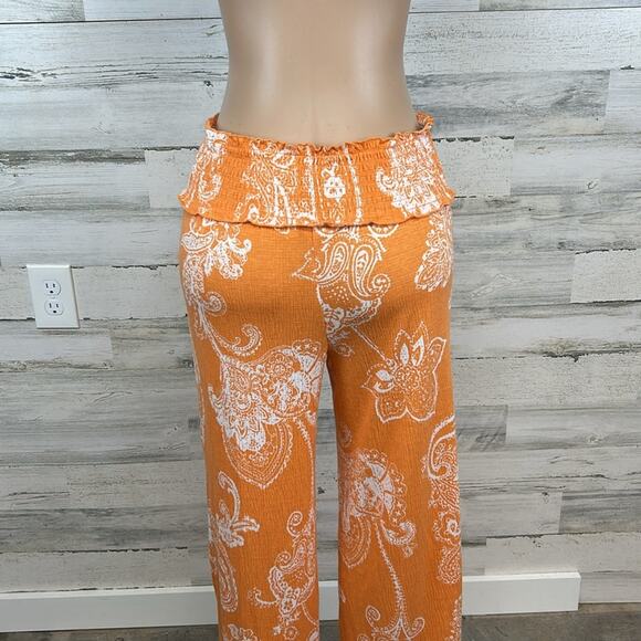 Cato Smocked Floral Crinkle Fabric Pant Set Women’s Size Medium Vacation Summer - Picture 5 of 8